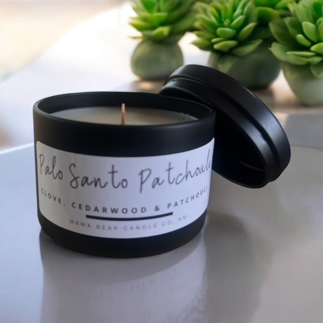 Palo Santo Patchouli 4 oz black tin