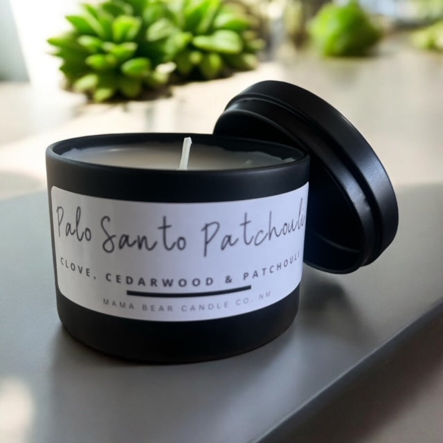 Palo Santo Patchouli 4 oz black tin