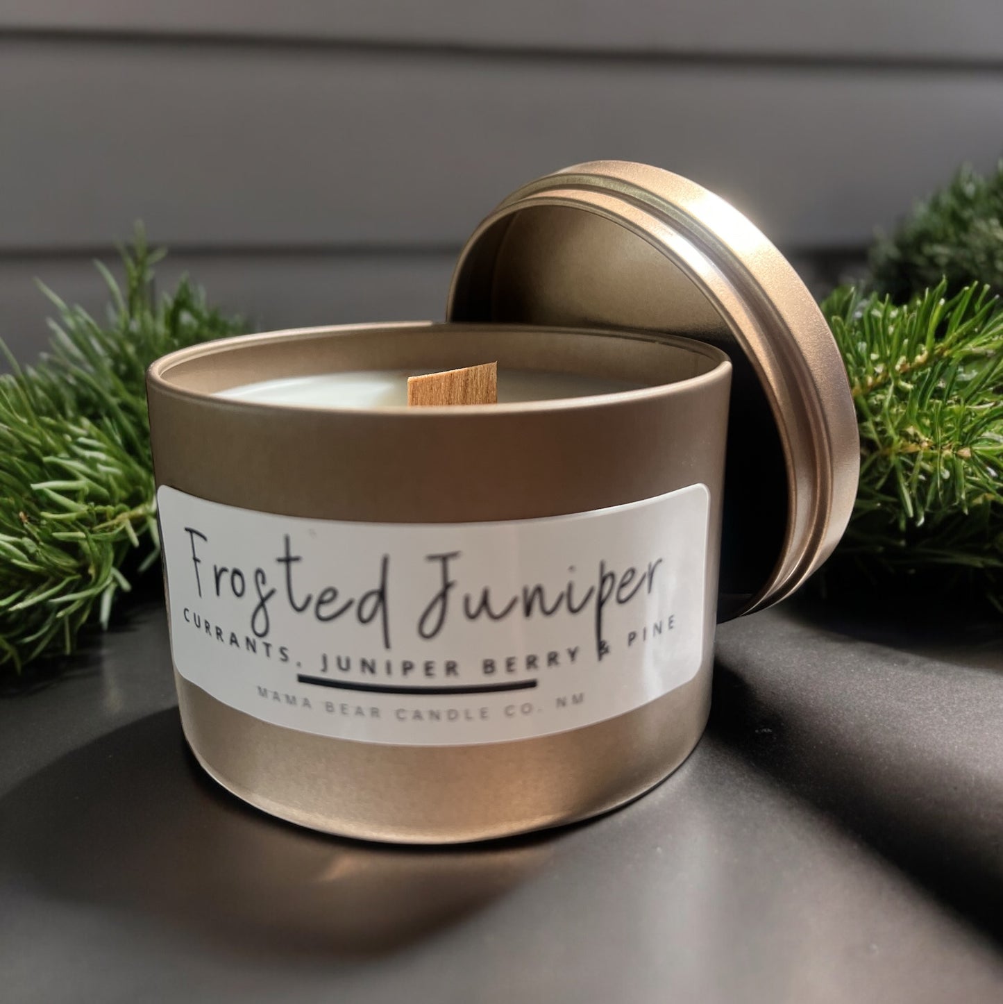 8oz Frosted Juniper Wood Wick Tin