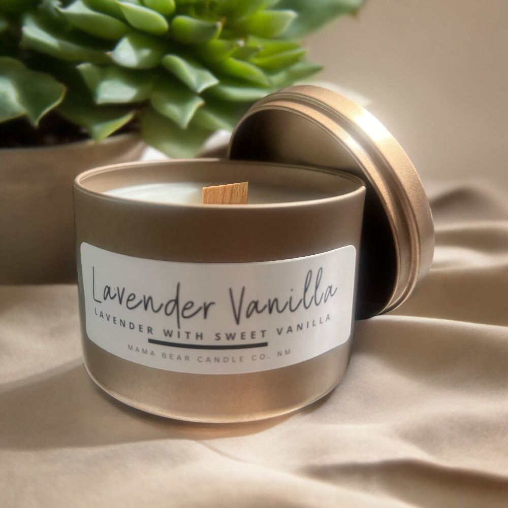 8oz Lavender Vanilla Wood Wick Tin