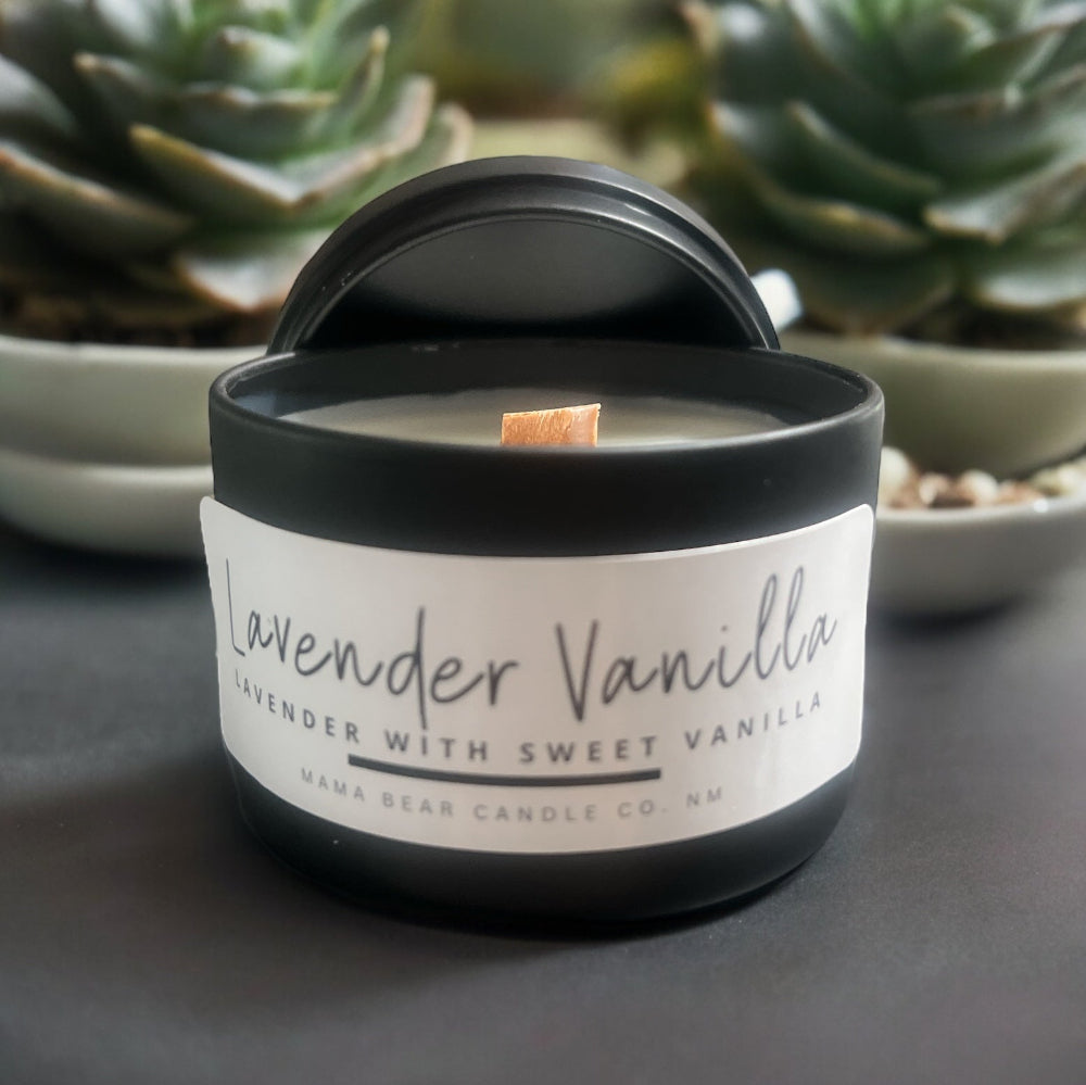 8oz Lavender Vanilla Wood Wick Tin