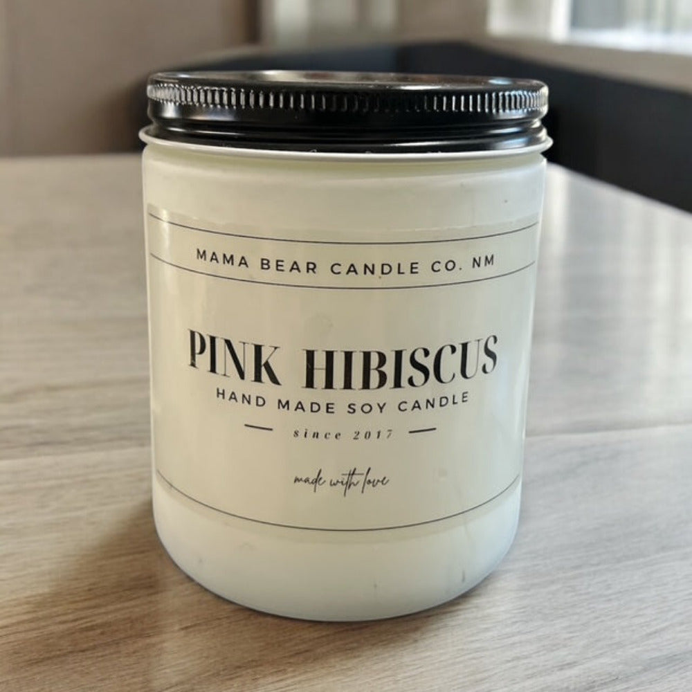 9 oz Pink Hibiscus White Frosted Jar